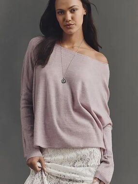 Anthropologie Pilcro Asymmetric Long-Sleeve Oversize Sweater in Lilac Purple nwt